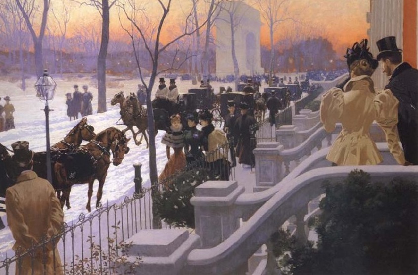Painter Fernand Lungren captures wedding guests coachmen and passersby at 